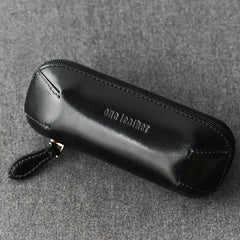 Cool Leather Mens Leather Tobacco Pipe Case Zipper Tobacco Pipe Case for Men