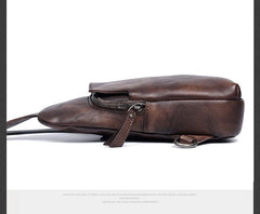 Handmade Genuine Leather Mens Cool Chest Bag Sling Bag Crossbody Bag Travel Bag Hiking Bag for men - imessengerbags