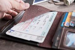 Handmade Leather Mens Travel Wallet Passport Leather Wallet Short Long Wallets for Men