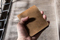 Handmade Leather Mens Cool Slim Leather Wallet Men Small Wallets Bifold for Men - imessengerbags