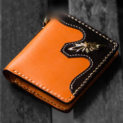 Handmade Leather Trucker Bag Mens billfold Wallet Cool Chain Wallet Biker Wallet for Men - imessengerbags