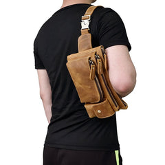 Vintage Leather Fanny Pack Mens Waist Bag Hip Pack Belt Bag for Men