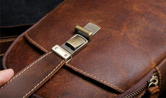 Handmade Leather Mens Cool Chest Bag Sling Bag Crossbody Bag Travel Bag Hiking Bag for men - imessengerbags
