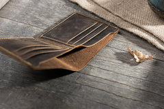 Handmade Leather Mens Cool Slim Leather Wallet Men Small Wallets Bifold for Men - imessengerbags