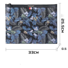 Handmade Leather Mens Clutch Parrots Cool Slim Wallet Zipper Clutch Wristlet Wallet for Men