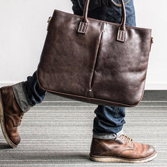 Genuine Leather Mens Briefcase Messenger Bag Laptop Bag Shoulder Bag for men