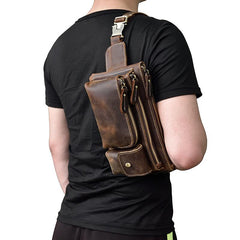 Vintage Leather Fanny Pack Mens Waist Bag Hip Pack Belt Bag for Men