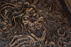 Handmade Leather Tooled Death Metal Mens billfold Wallet Cool Leather Wallet Slim Wallet for Men - imessengerbags