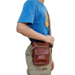 Leather Belt Pouch Mens Cases Waist Bag Hip Pack Belt Bag Fanny Pack Bumbag for Men