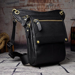 Mens Leather Biker Drop Leg Bag Waist Bag Belt Pouch Pack Side Bag for Men