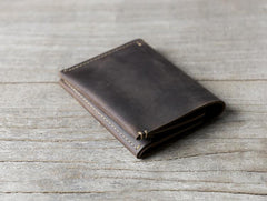 Handmade Leather Mens Cool Slim Leather Wallet Men Small Wallets Bifold for Men - imessengerbags