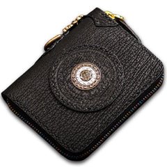 Handmade Leather Small Tooled Mens billfold Wallet Cool Chain Wallet Biker Wallet for Men - imessengerbags