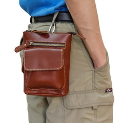 Leather Belt Pouch Mens Cases Waist Bag Hip Pack Belt Bag Fanny Pack Bumbag for Men