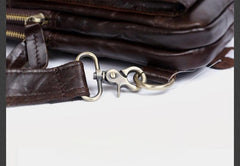 Genuine Leather Mens Cool Chest Bag Sling Bag Crossbody Bag Travel Bag Hiking Bag for men - imessengerbags