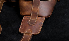 Handmade Leather Mens Cool Chest Bag Sling Bag Crossbody Bag Travel Bag Hiking Bag for men - imessengerbags