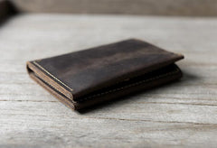 Handmade Leather Mens Cool Slim Leather Wallet Men Small Wallets Bifold for Men - imessengerbags