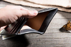 Handmade Leather Mens Cool Slim Leather Wallet Men Small Wallets Bifold for Men - imessengerbags