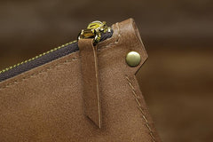 Handmade Leather Mens Clutch Cool Slim iPad Macbook Wallet Zipper Clutch Wristlet Wallet for Men
