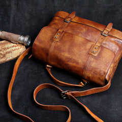 Genuine Leather Mens Cool Messenger Bag Briefcase Chest Bag Bike Bag Cycling Bag for men