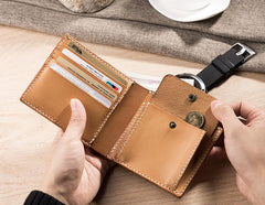 Handmade Leather Mens Cool Slim Leather Wallet Men Small Wallets Bifold for Men - imessengerbags