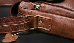 Genuine Leather Mens Cool Messenger Bag Square Bag Chest Bag Bike Bag Cycling Bag for men - imessengerbags