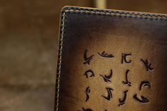 Handmade Leather Tooled Alien-Predator Mens Long Wallet Cool Leather Wallet Clutch Wallet for Men - imessengerbags