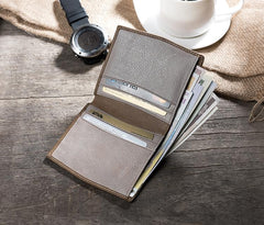 Handmade Leather Mens Cool Slim Leather Wallet Men Small Wallets Bifold for Men - imessengerbags