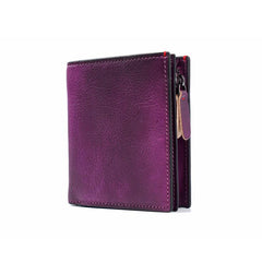 Handmade Mens Cool billfold Leather Wallet Men Small Zipper Wallets Bifold for Men - imessengerbags
