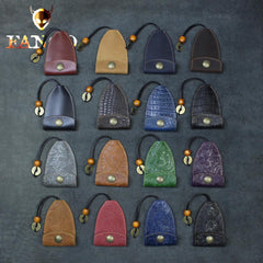 Handmade Leather Floral Mens Cool Car Key Wallet Coin Wallet Pouch Car KeyChain for Men - imessengerbags