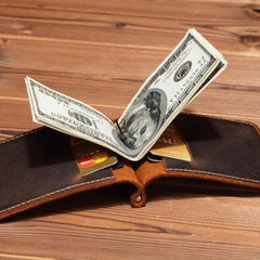 Handmade Genuine Leather Wallet billfold Leather Wallet Slim Bifold Wallet Bag For Mens - imessengerbags