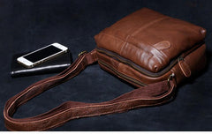 Genuine Leather Mens Cool Messenger Bag Square Bag Chest Bag Bike Bag Cycling Bag for men - imessengerbags
