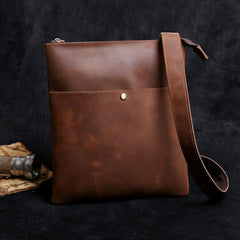 Handmade Leather Mens Cool Messenger Bag Square Bag Chest Bag Bike Bag Cycling Bag for men