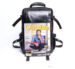 Genuine Leather Mens Cool Backpack Sling Bag Large Black Travel Bag Hiking Bag for men - imessengerbags