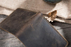 Handmade Leather Mens Cool Slim Leather Wallet Men Small Wallets Bifold for Men - imessengerbags