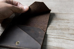 Handmade Leather Mens Cool Slim Leather Wallet Men Small Wallets Bifold for Men - imessengerbags