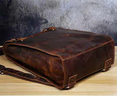 Genuine Leather Mens Cool Backpack Sling Bag Large Black Travel Bag Hiking Bag for men - imessengerbags