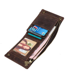 Handmade Leather Mens Cool Slim Leather Wallet Card Wallet Men Small Wallets Bifold for Men - imessengerbags