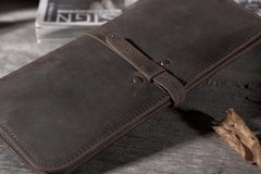 Handmade Leather Mens Clutch Wallet Cool Leather Wallet Long Phone Wallets for Men - imessengerbags