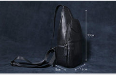 Genuine Leather Mens Cool Chest Bag Sling Bag Crossbody Bag Travel Bag Hiking Bag for men - imessengerbags