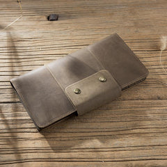 Handmade Leather Mens Travel Wallet Passport Leather Wallet Long Phone Wallets for Men