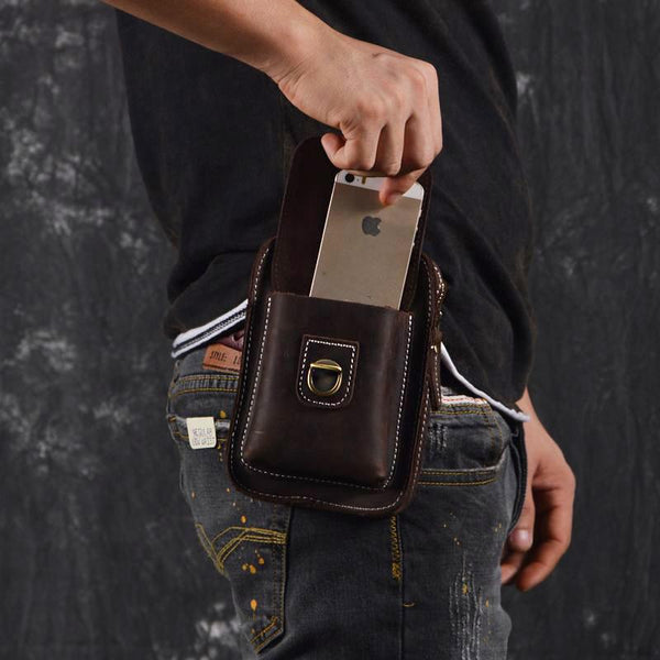 Leather Belt Pouch Mens Small Cases Waist Bag Hip Pack Belt Bag Fanny Pack Bumbag for Men - imessengerbags