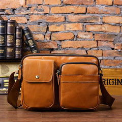 Cool Mens Leather Messenger Bag Small Shoulder Bag Crossbody Bag for men