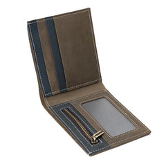 Handmade Leather Mens Cool Slim Leather Wallet Men Small Wallets Bifold for Men - imessengerbags