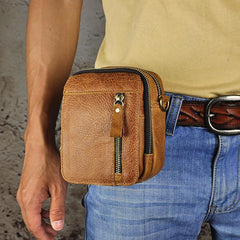 Leather Belt Pouch Mens Small Cases Waist Bag Hip Pack Belt Bag Fanny Pack Bumbag for Men - imessengerbags