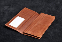 Genuine Leather Mens Cool Long Leather Wallet Zipper Clutch Wristlet Wallet for Men - imessengerbags