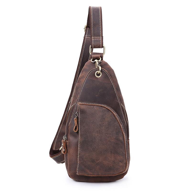 Cool Leather Sling Bags for Men Vintage Chest Bag SLing SHoulder Bags For Men