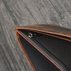 Handmade Leather Mens Cool Slim Leather Wallet Card Wallet Holders Men Small Wallets Trifold for Men - imessengerbags