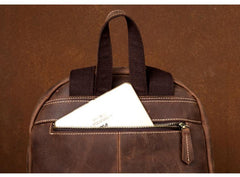 Brown Casual Mens Leather 15-inch Large Laptop Backpacks Brown Travel Backpacks School Backpacks for men - imessengerbags