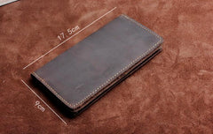 Handmade Leather Mens Wallet Cool Long Leather Wallet Clutch Wristlet Wallet for Men - imessengerbags