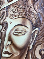 Handmade Leather Mens Clutch Wallet Cool Buddha&Demon Tooled Wallet Long Zipper Wallets for Men - imessengerbags